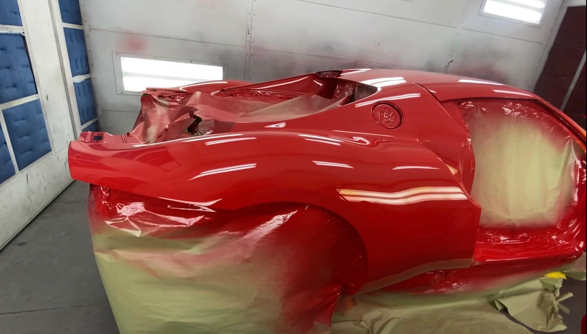 After — finished glossy red panel
